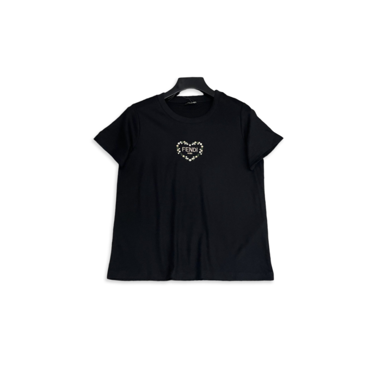 F**di peach heart floral embroidery t-shirt